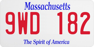 MA license plate 9WD182