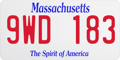 MA license plate 9WD183