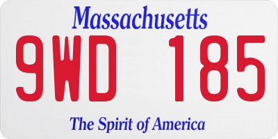 MA license plate 9WD185
