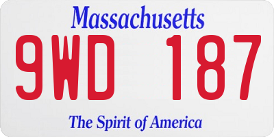 MA license plate 9WD187