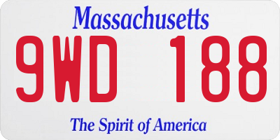 MA license plate 9WD188