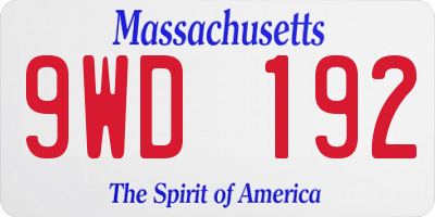 MA license plate 9WD192