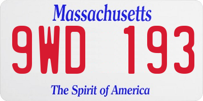 MA license plate 9WD193