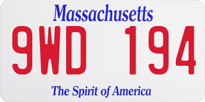 MA license plate 9WD194