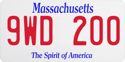 MA license plate 9WD200