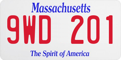 MA license plate 9WD201