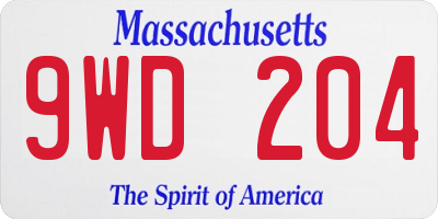 MA license plate 9WD204