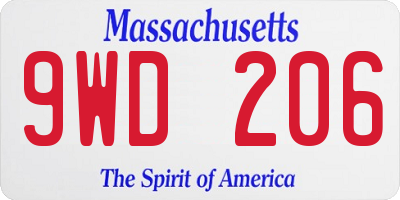 MA license plate 9WD206