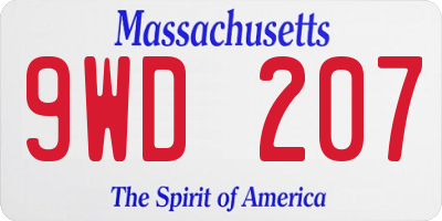 MA license plate 9WD207