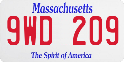 MA license plate 9WD209