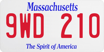 MA license plate 9WD210