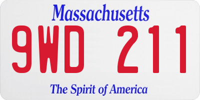 MA license plate 9WD211