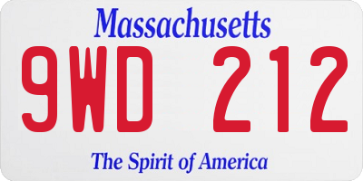MA license plate 9WD212