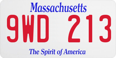 MA license plate 9WD213