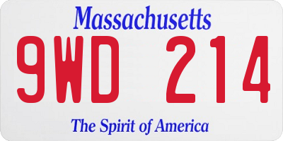 MA license plate 9WD214