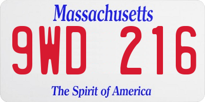 MA license plate 9WD216