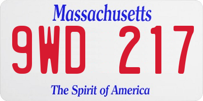 MA license plate 9WD217