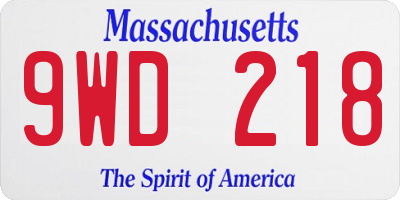 MA license plate 9WD218