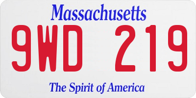 MA license plate 9WD219