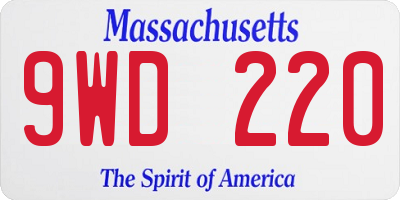 MA license plate 9WD220