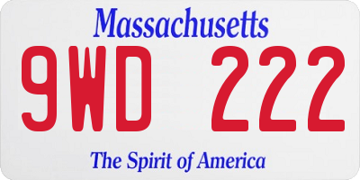 MA license plate 9WD222