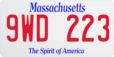 MA license plate 9WD223