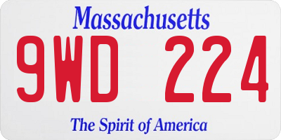 MA license plate 9WD224