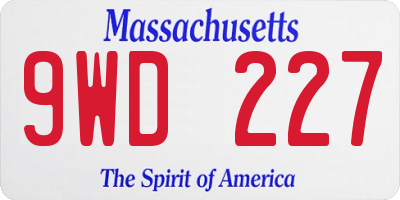MA license plate 9WD227