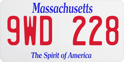 MA license plate 9WD228