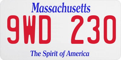 MA license plate 9WD230