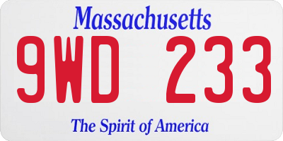 MA license plate 9WD233