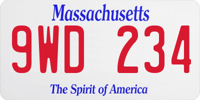 MA license plate 9WD234