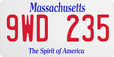 MA license plate 9WD235