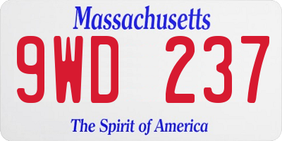 MA license plate 9WD237
