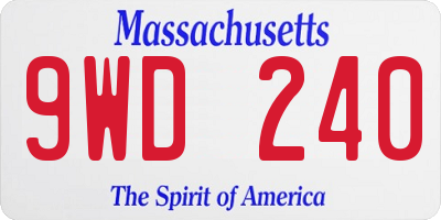 MA license plate 9WD240