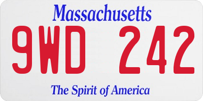 MA license plate 9WD242