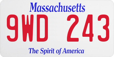 MA license plate 9WD243
