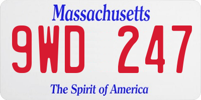 MA license plate 9WD247