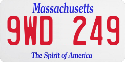 MA license plate 9WD249