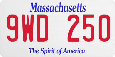 MA license plate 9WD250