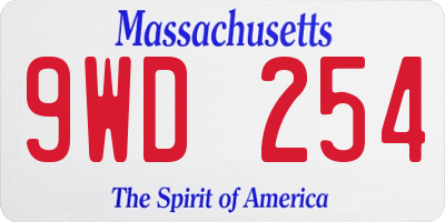 MA license plate 9WD254