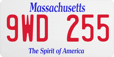 MA license plate 9WD255