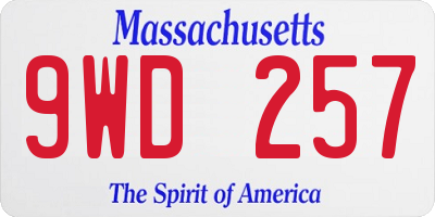 MA license plate 9WD257