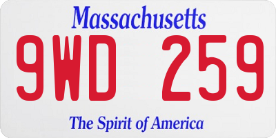 MA license plate 9WD259
