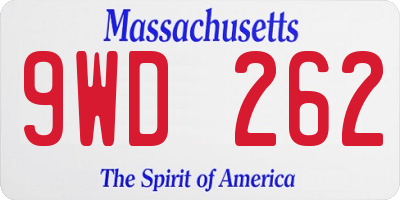 MA license plate 9WD262