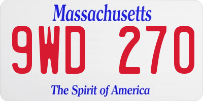 MA license plate 9WD270