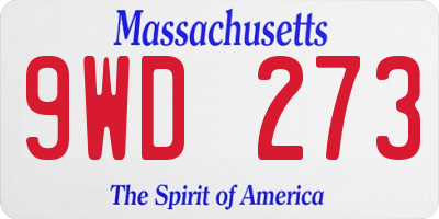 MA license plate 9WD273