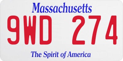 MA license plate 9WD274