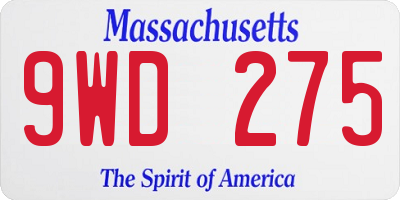 MA license plate 9WD275