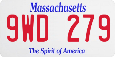 MA license plate 9WD279